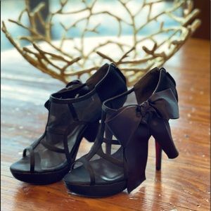 SERGIO ZELCER Red Bottom Black Bootie Heels